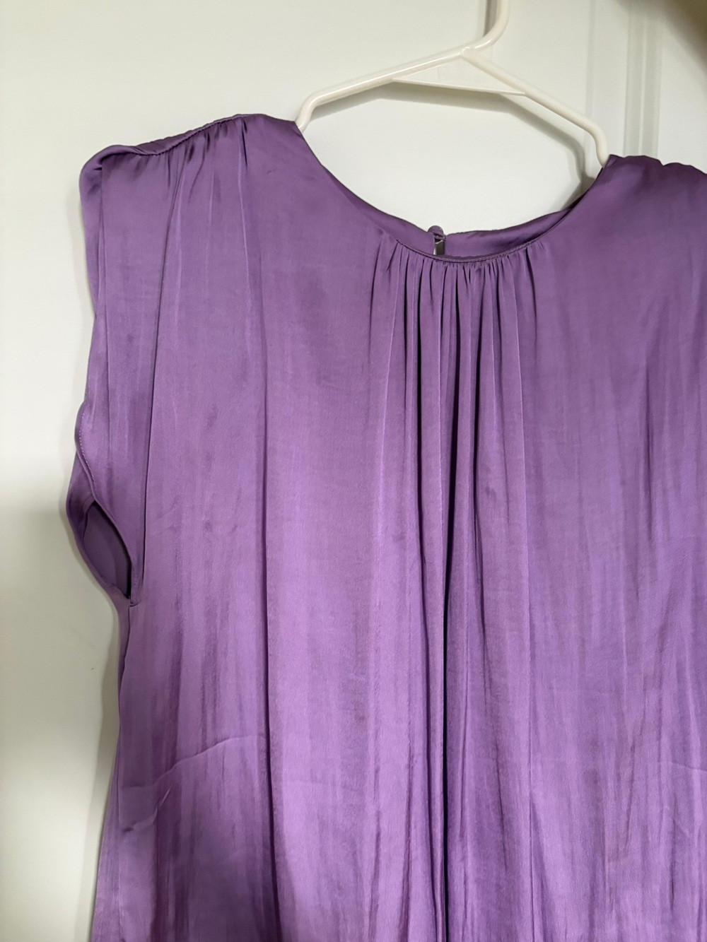 Mango Lavender Pleated Cap-Sleeve Tunic Top